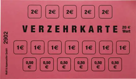 Block Verzehrkarte 20 Euro 