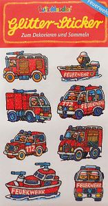 Glitter-Sticker Feuerwehrfahrzeuge