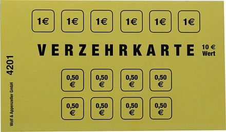 Block Verzehrkarte 10 Euro 