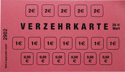 Block Verzehrkarte 20 Euro 