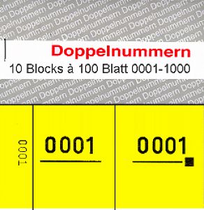 Doppelnummern 0001 - 1000 gelb