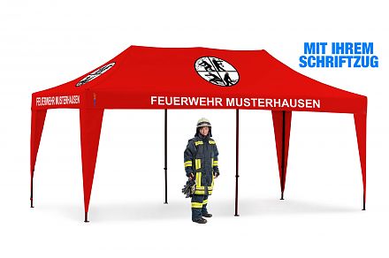 Faltzelt 3 x 6 Meter mit Signet und Druck Feuerwehr 