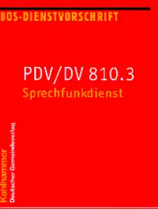 PDV/DV 810.3 Sprechfunkdienst (Kohlhammer-Verlag)