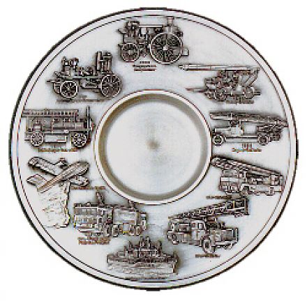 Rein Zinn-Teller 95% 24 cm 10 Feuerwehrmotive