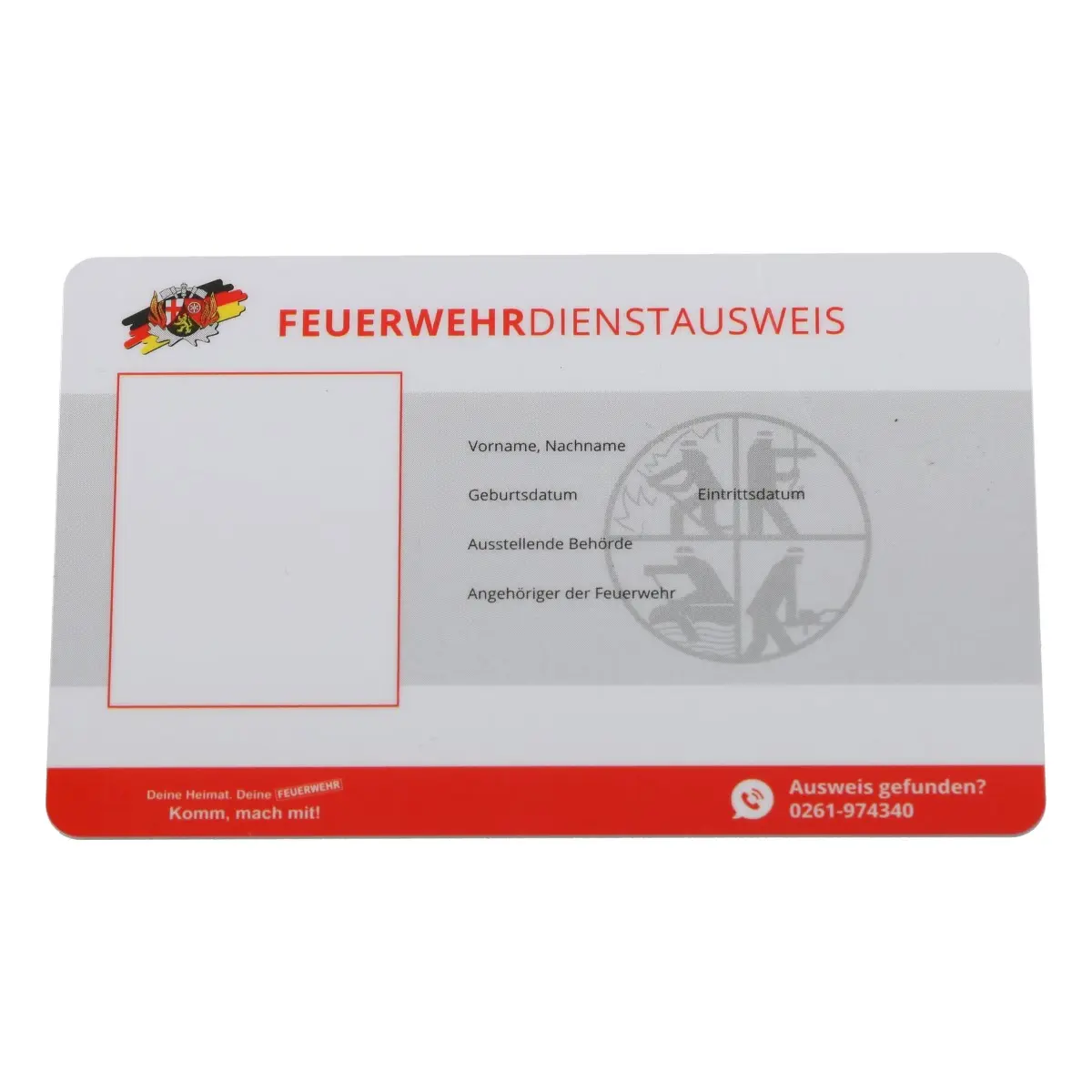 Feuerwehr-Dienstausweis Rheinland-Pfalz Scheckkartenformat