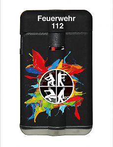 Feuerzeug schwarz/bunt mit Signet