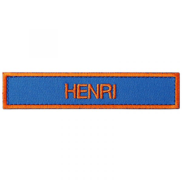 Namensschild gestickt JF blau/orange mit Klett