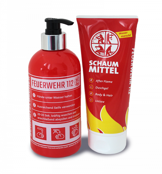 Geschenkset - Seifenspender und Duschgel Feuerwehr