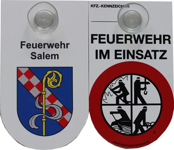 Alu Saugnapf Wappen Schild Feuerwehr im Einsatz mit Wappen  Baden-Württemberg