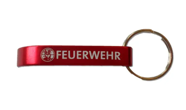 Schlüsselanhänger Flaschenöffner Feuerwehr mit Signet