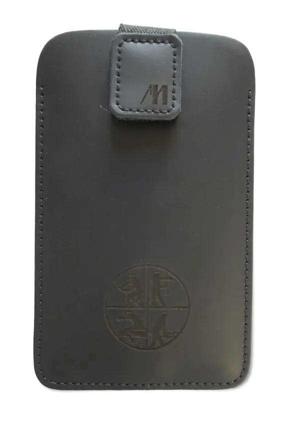 Handyhülle Leder schwarz mit Signet Gr. XL