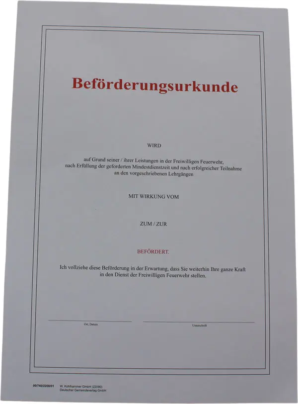 Beförderungsurkunde ( allgemein )