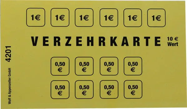 Block Verzehrkarte 10 Euro 