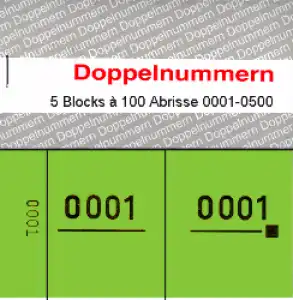 Doppelnummern 0001 - 0500 grün