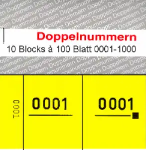 Doppelnummern 0001 - 1000 gelb