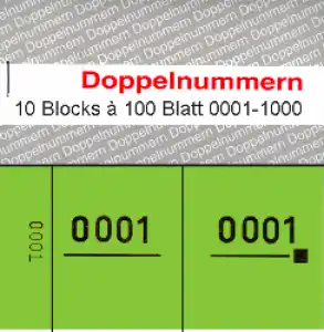 Doppelnummern 0001 - 1000 grün