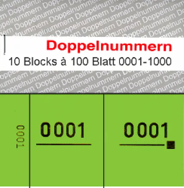 Doppelnummern 0001 - 1000 grün