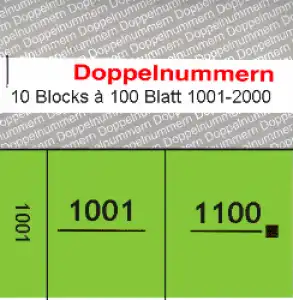 Doppelnummern 1001 - 2000 grün