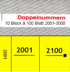 Doppelnummern 2001 - 3000 gelb