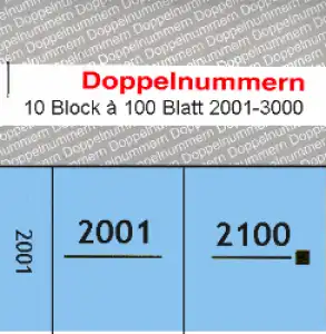 Doppelnummern 2001 - 3000 blau