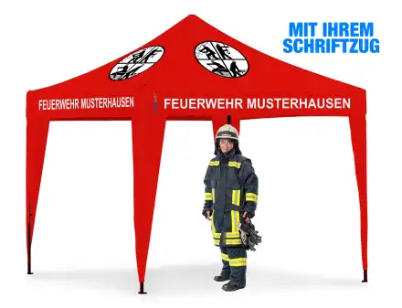 Faltzelt 3 x 3 Meter mit Signet und Druck Feuerwehr