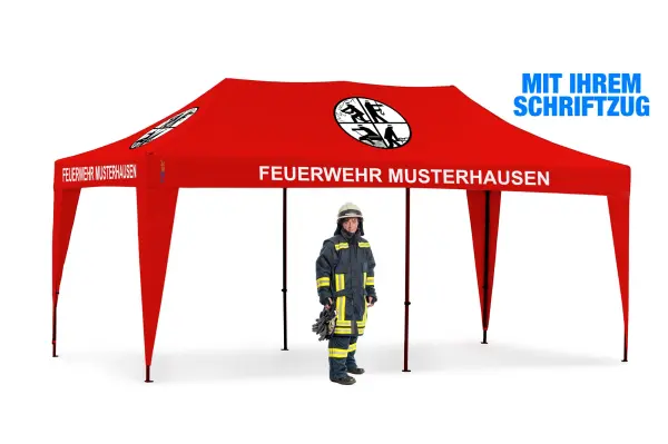 Faltzelt 3 x 6 Meter mit Signet und Druck Feuerwehr 