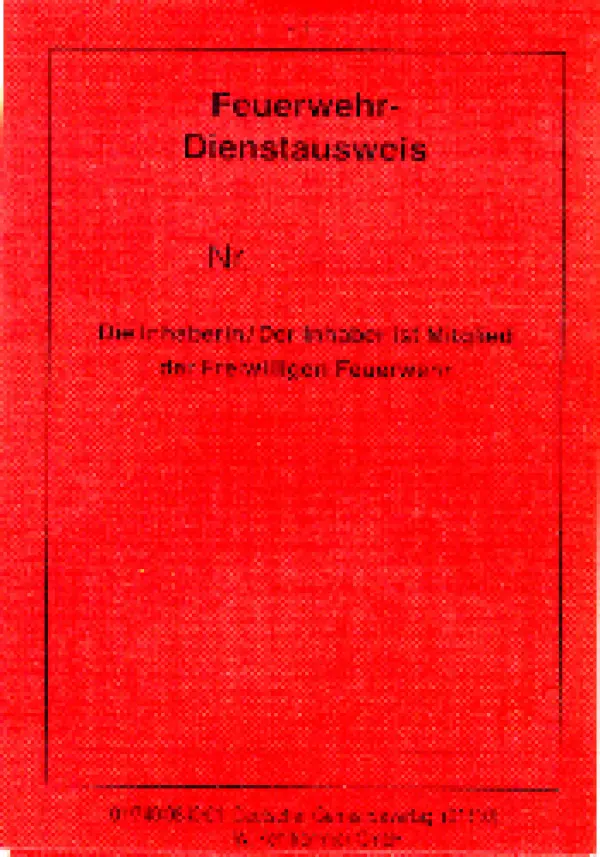 Feuerwehr-Dienstausweis Schleswig-Holstein und Mecklenburg-Vorpommern 