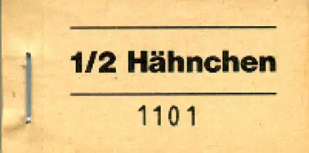 Block 100 Gutscheine ½ HÄHNCHEN