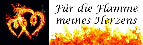 Designschild Motiv Brennende Herzen und Text