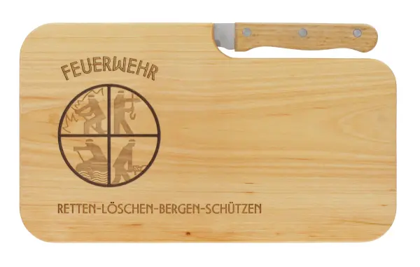 HOLZBRETTCHEN MIT SIGNET UND MESSER