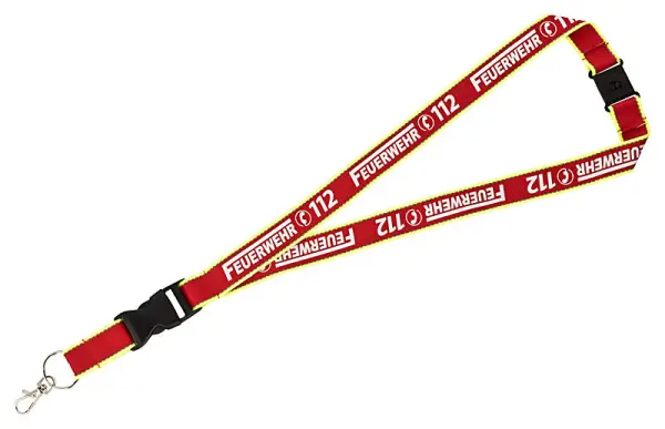 Schlüsselband Lanyard Feuerwehr rot/neongelb